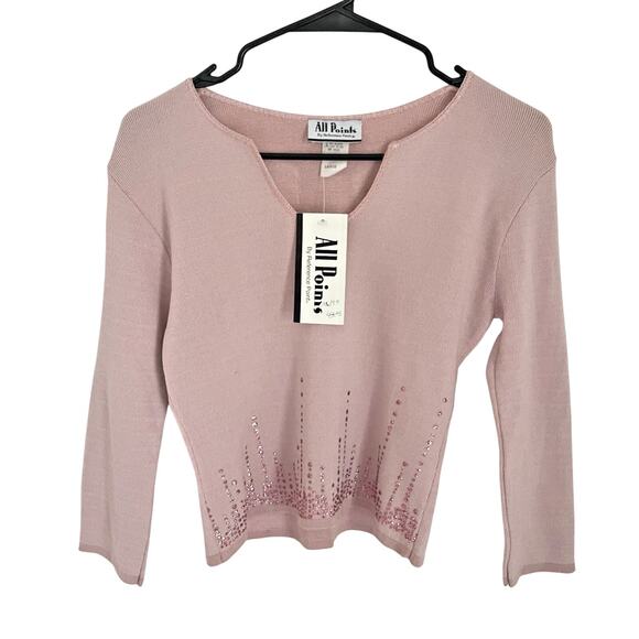 Y2K Pink Sweater L Vintage USA Made Glitter Party Knit NWT Bratz Core - Picture 1 of 8